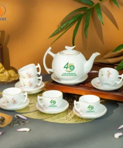 Bộ Ấm Hoa Sen In Logo 45 Năm Giáo Hội Phật Giáo Việt Nam