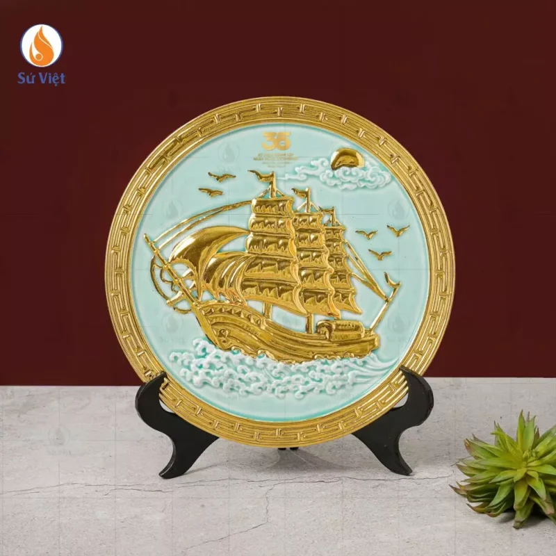 Đĩa Thuận Buồm Dát Vàng Kỷ Niệm 35 Năm Sacombank