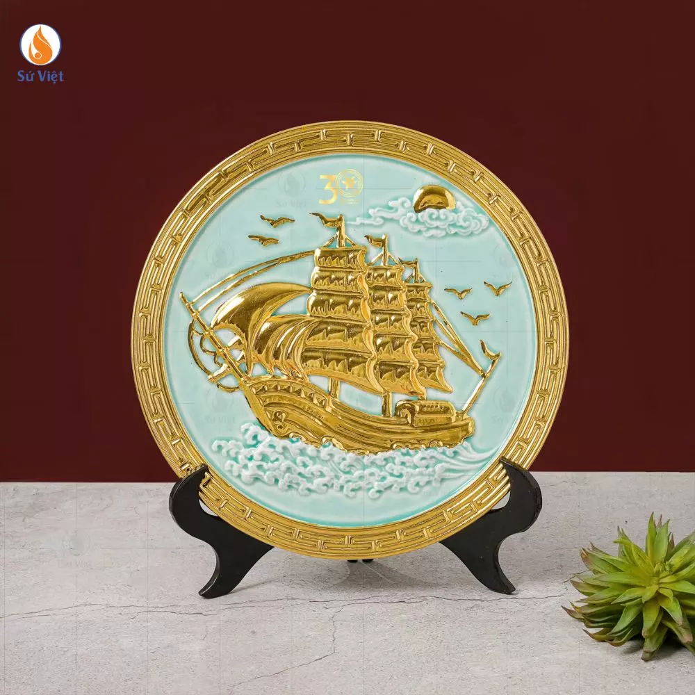 Đĩa Thuận Buồm Xuôi Gió Dát Vàng Kỉ Niệm 30 Năm Ngân Hàng VIB