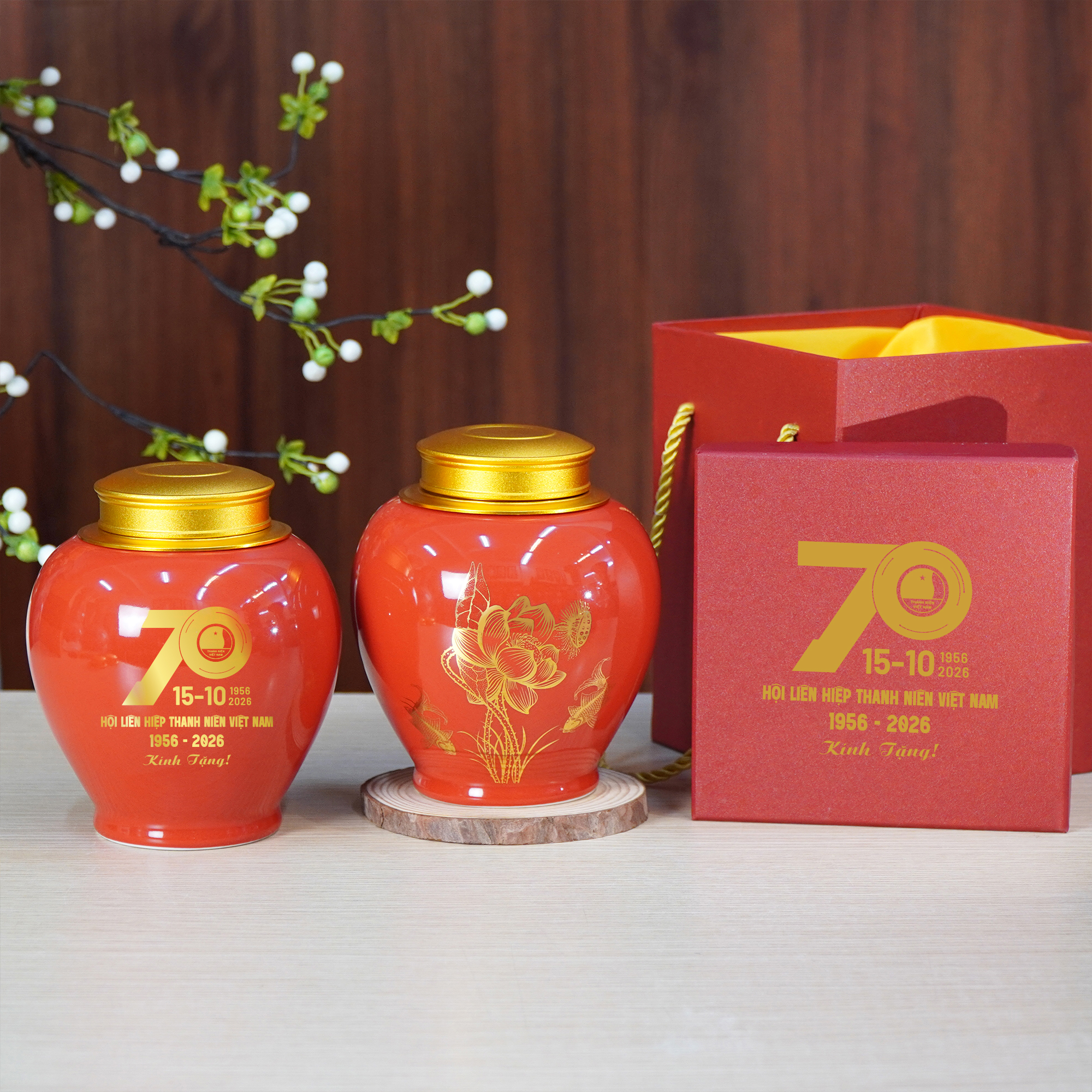 Hũ Trà Sen Vàng Kim Kỉ Niệm 70 Năm Hội LHTN