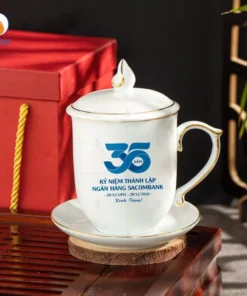 Ly Sứ Nắp Lửa Kẻ Vàng Quà Tặng 35 Năm Sacombank