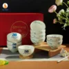 Set 10 Bát Cơm Đào Xanh Quà Tặng 35 Năm Sacombank