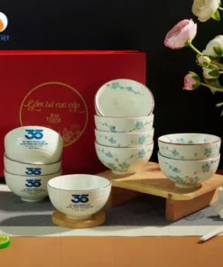 Set 10 Bát Cơm Đào Xanh Quà Tặng 35 Năm Sacombank
