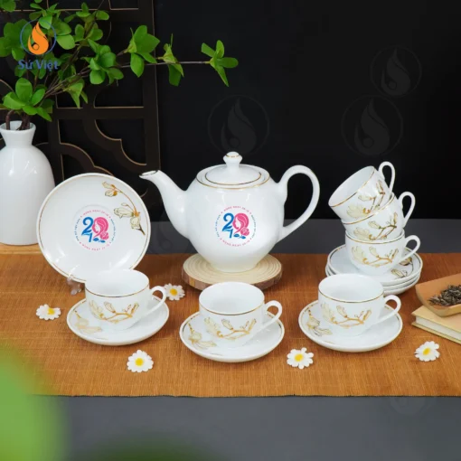 Bộ Trà Minh Long Mộc Lan In Logo Quà Tặng Ngày 20/10
