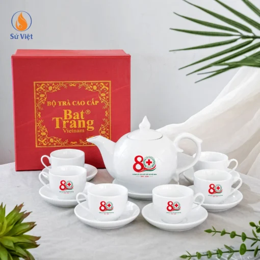 Bộ Ấm Bưởi Lửa In Logo 80 Năm Thành Lập Hội Chữ Thập Đỏ Việt Nam
