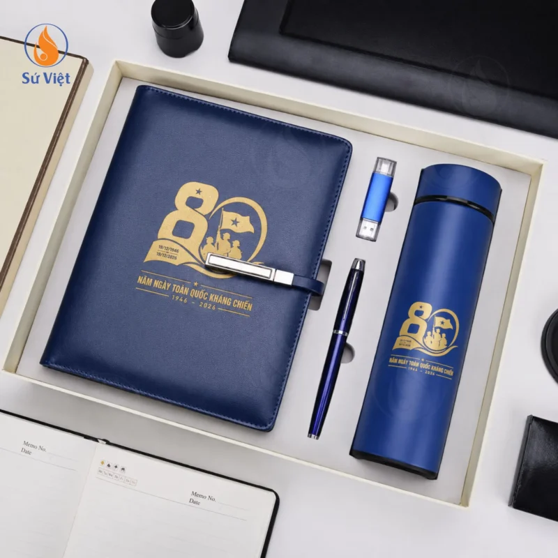 Set quà văn phòng in logo 80 năm toàn quốc kháng chiến