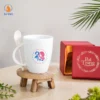 Cốc Sứ Trắng Kèm Thìa In Logo Quà Tặng Ngày 20/10