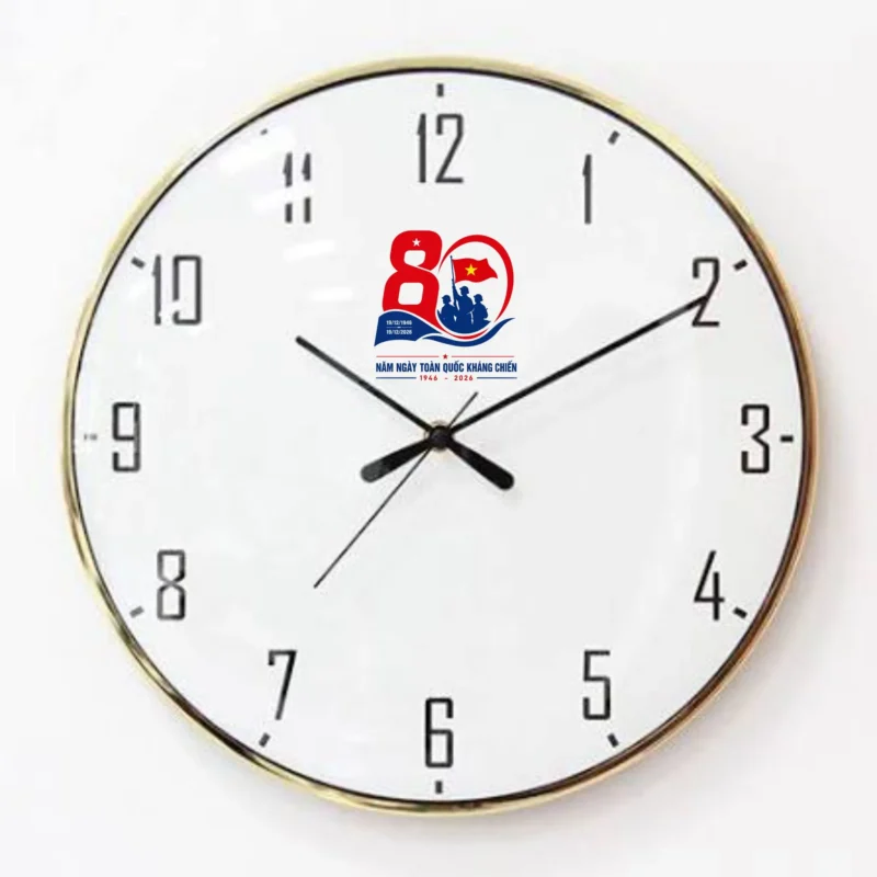 đồng hồ in logo kỷ niệm 80 năm toàn quốc kháng chiến