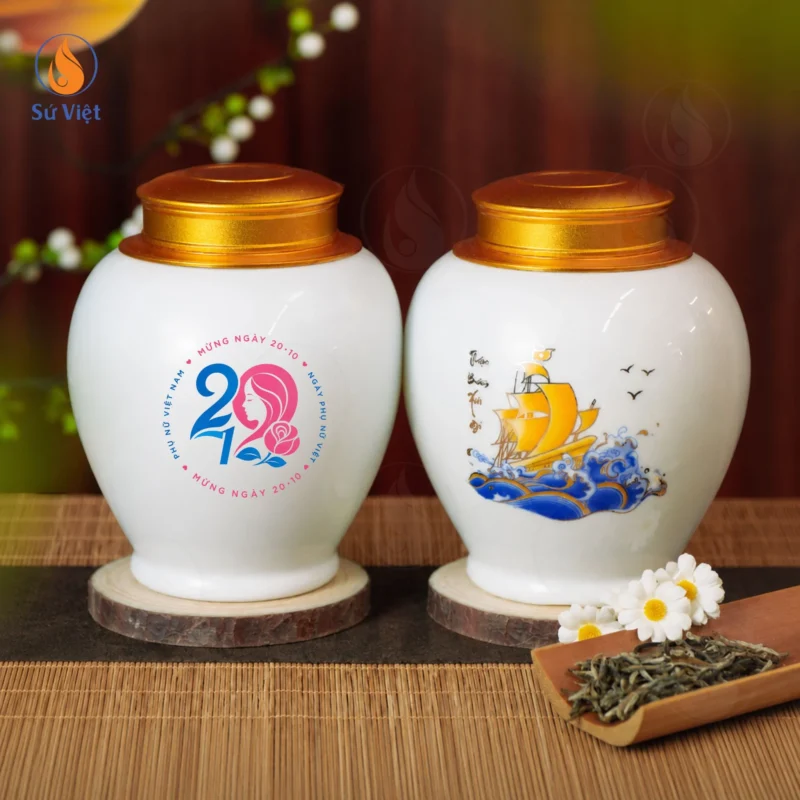 Hũ Trà Thuận Buồm In Logo Quà Tặng Ngày 20/10
