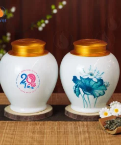 Hũ Trà Sen Xanh In Logo Quà Tặng Ngày 20/10