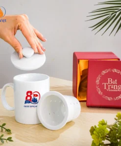 Ca Sứ Trụ Trắng In Logo 80 Năm Ngày Toàn Quốc Kháng Chiến