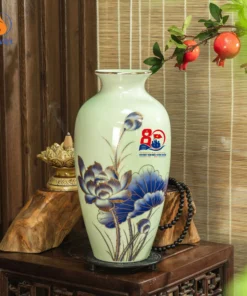 Bình Gốm Sen Xanh In Logo 80 Năm Ngày Toàn Quốc Kháng Chiến