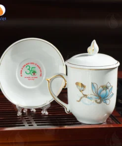 Ly Sứ Sen Nước In Logo 35 Năm Ngày Quốc Tế Người Cao Tuổi
