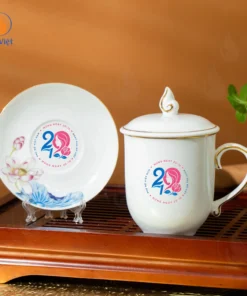 Cốc Sứ Hoa Sen In Logo Quà Tặng Ngày 20/10