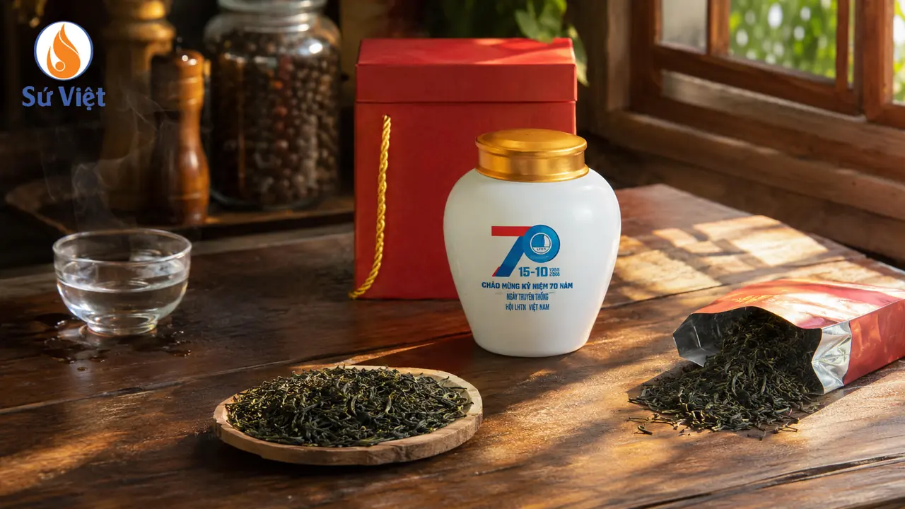Hũ đựng trà in logo làm quà tặng cho doanh nghiệp