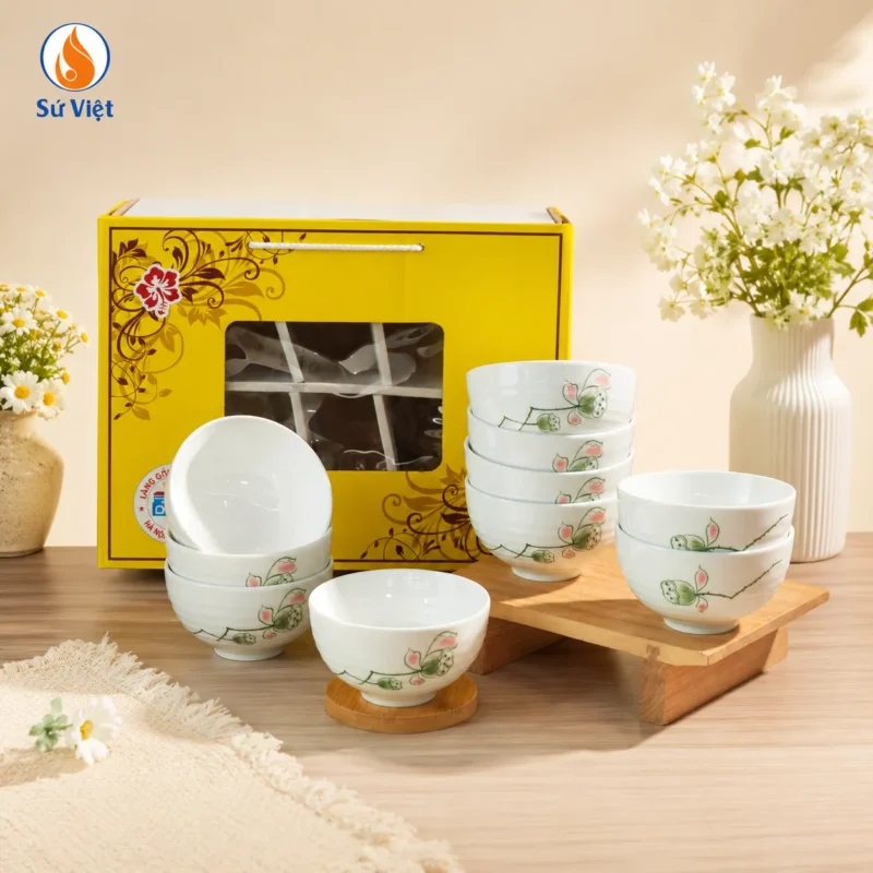 bộ 10 bát cơm làm quà tặng