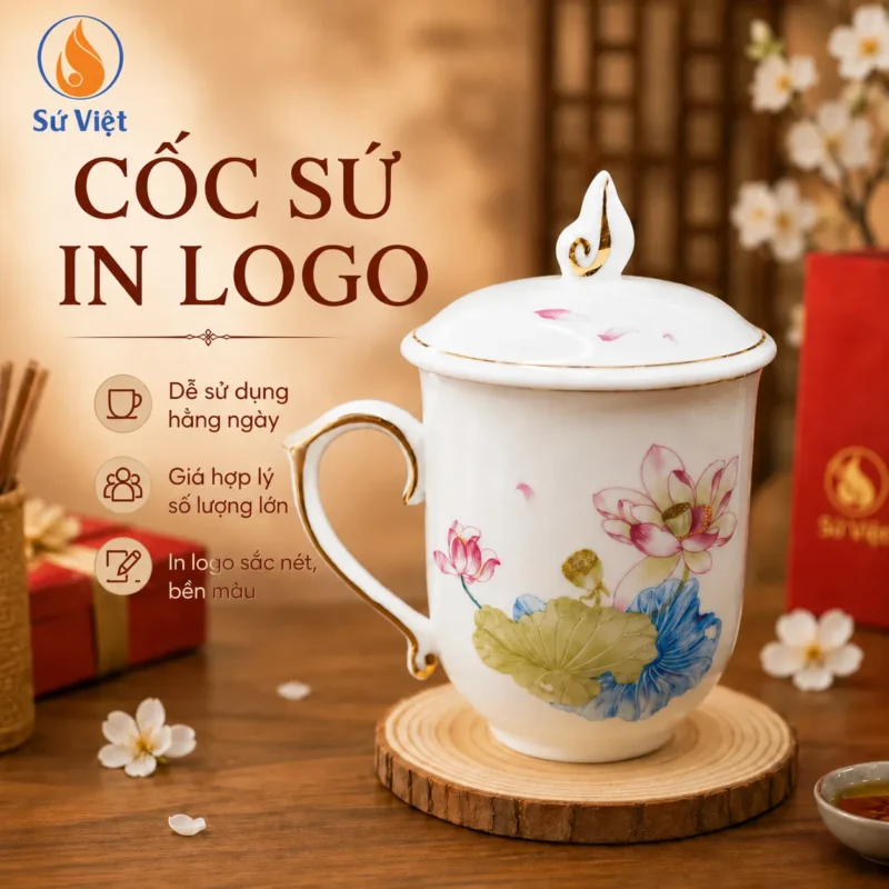 ly sứ in logo làm quà tặng công nhân viên