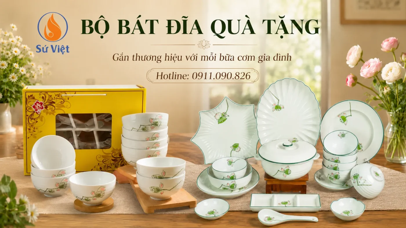 bộ bát đĩa quà tặng khuyến mãi giá tốt, mẫu mã đẹp, đa dạng