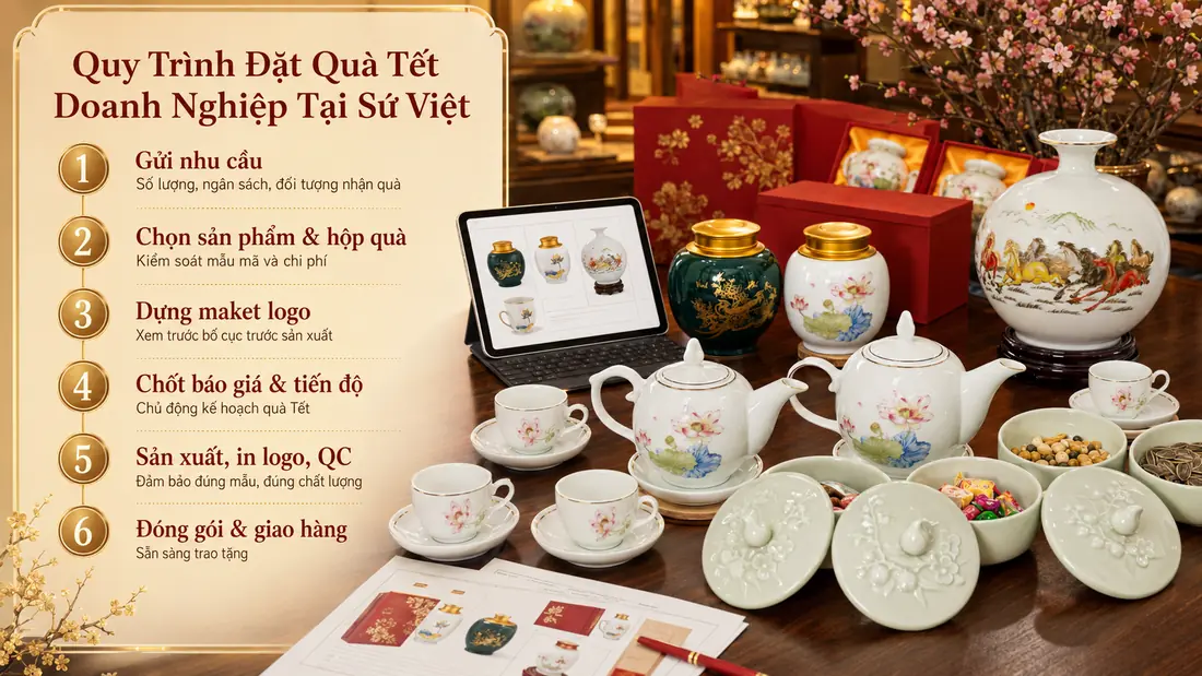 Quy trình đặt làm quà tết tại xưởng gốm sứ việt