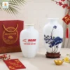 Bình Hoa Thanh Liên Sứ Trắng In Logo Quà Tết