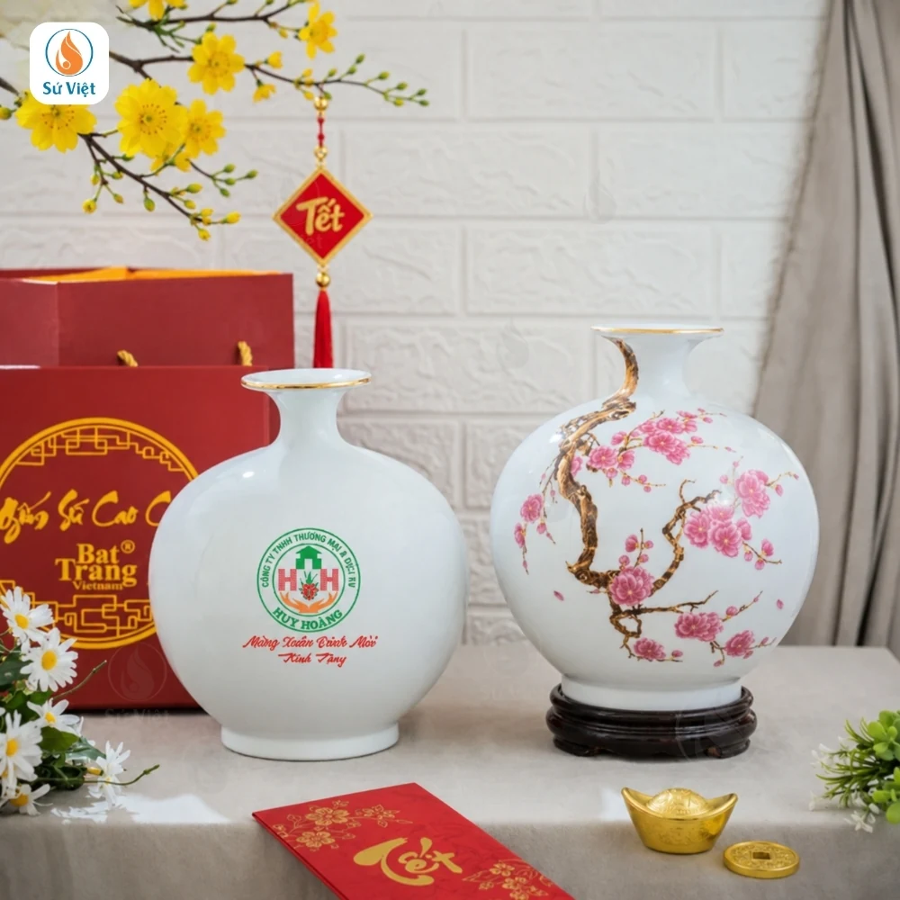 Bình Hút Lộc Hồng Đào In Logo Quà Tết