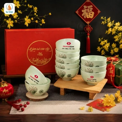 Bộ Bát Cơm Bồ Công Anh In Logo Quà Tết