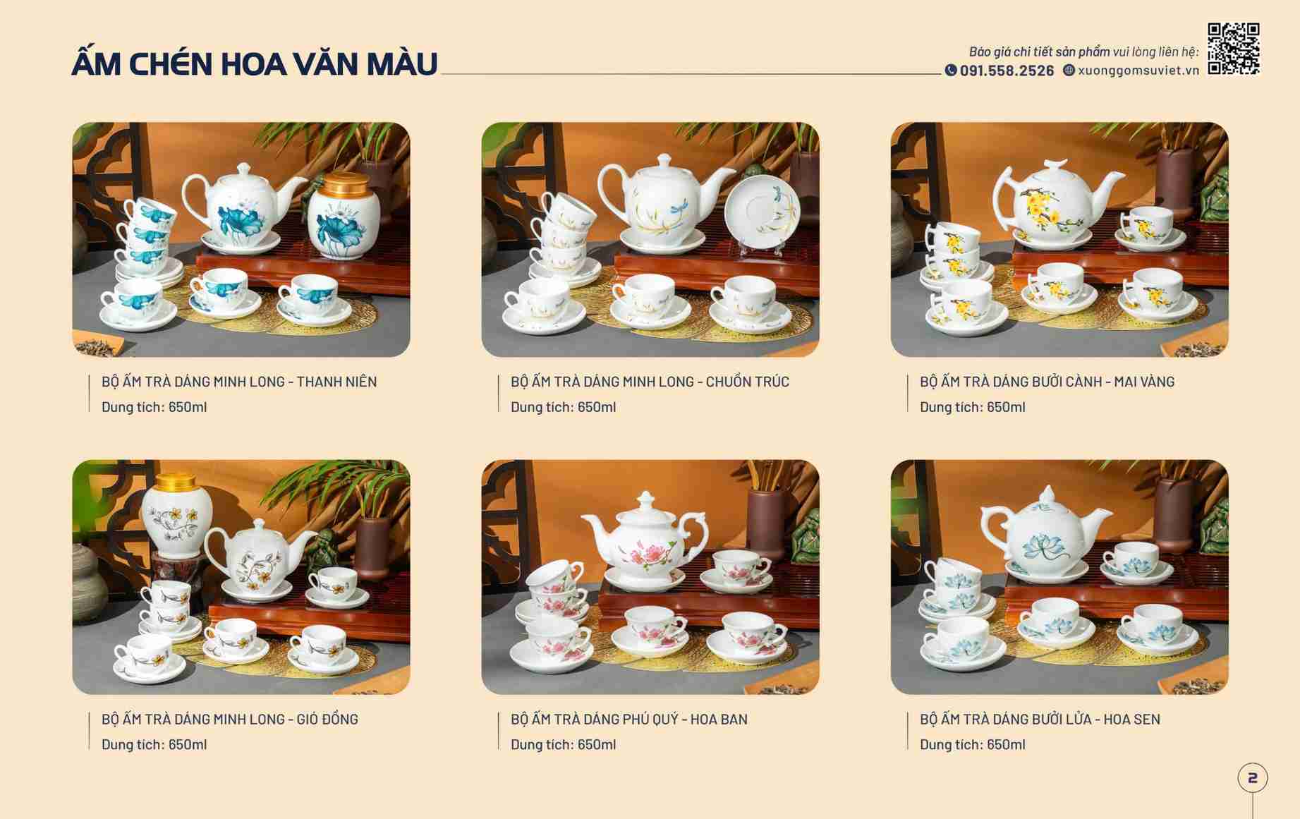 ấm chén đa dạng mẫu hoa văn - tại xưởng gốm sứ việt
