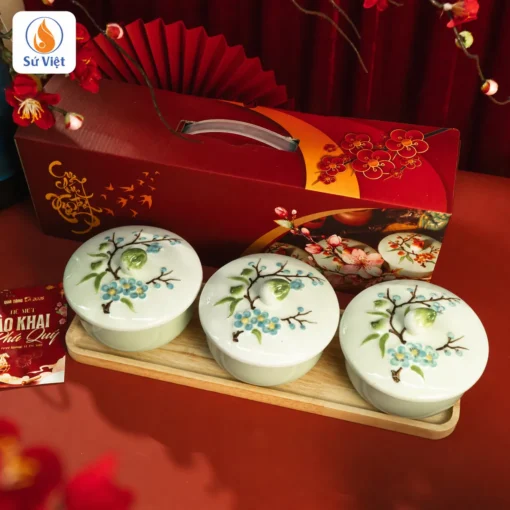 Bộ Hũ Mứt Tết Xuân Hoa Phú Quý