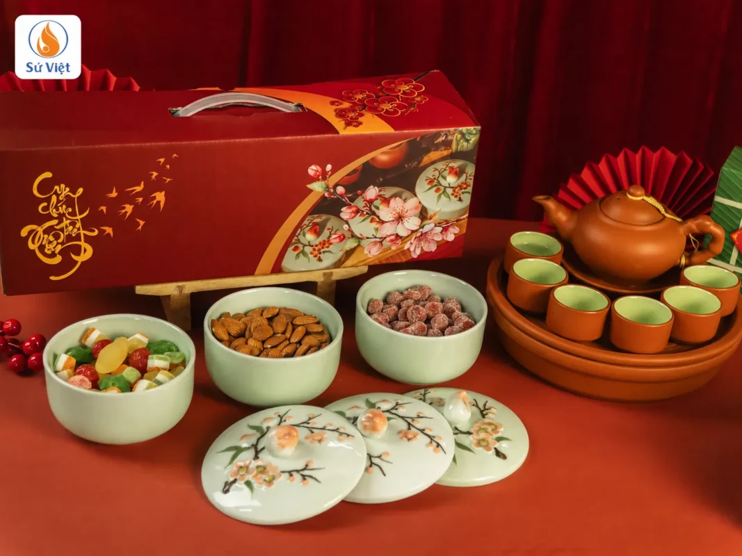 Bộ Hũ Mứt Tết Xuân Hoa Phú Quý