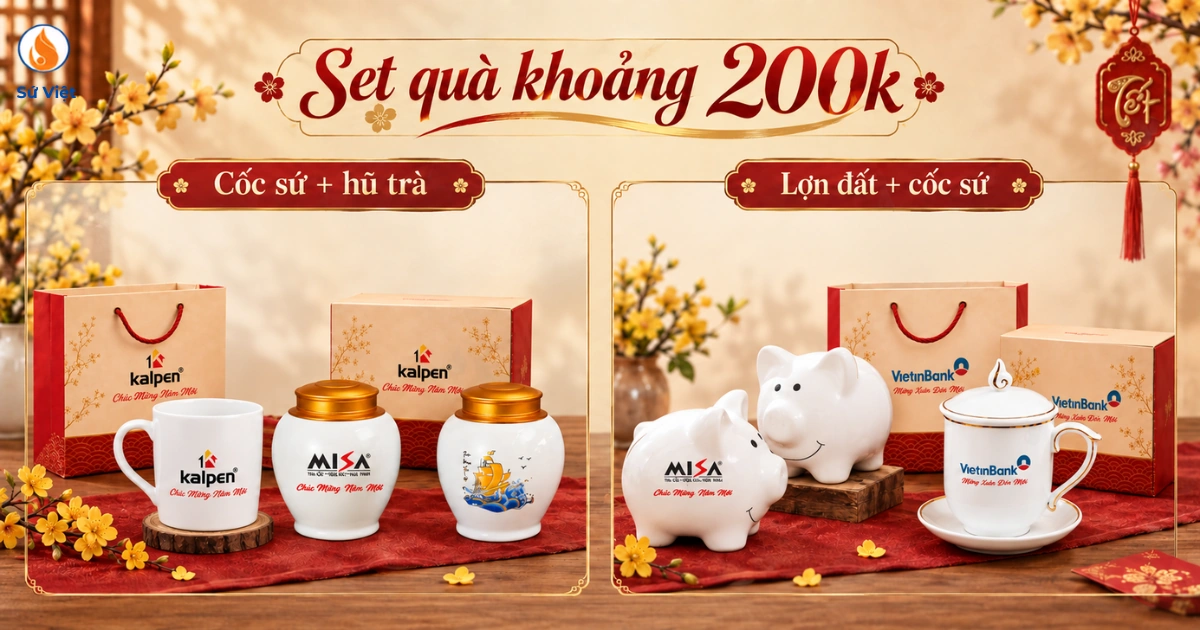 QTGSTNS set quà gốm sứ Tết 200k