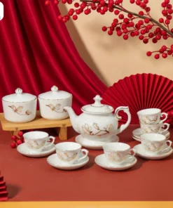 Hũ đựng mứt tết hoa mộc van vàng kim