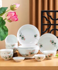 Bộ bát đĩa hoa sen combo 12 món