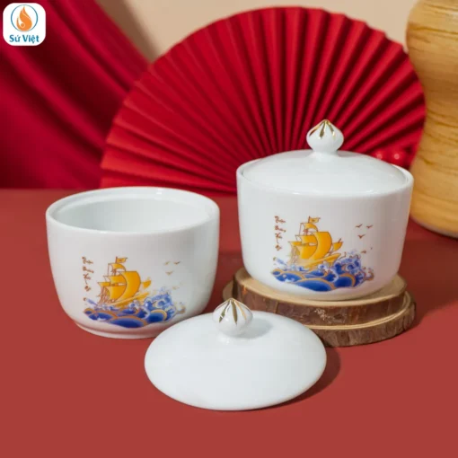 Hũ đựng mứt Tết họa tiết Thuận Buồm Xuôi Gió