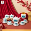 Bộ Ấm Trà quà Tết gốm sứ sen xanh