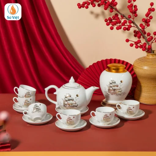 Hũ Trà Thuận Buồm Xuôi Gió Vàng Kim