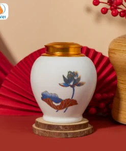 hũ trà sen xanh vẽ vàng
