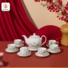 Bộ Ấm Chén Kèm Hũ Mứt Và Hũ Trà Hoa Mộc Lan Vẽ Vàng