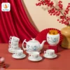 Quà Tết Bộ Ấm Chén Hũ Trà Và Hũ Mứt Tết Sen Xanh Vẽ Vàng