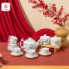 Quà Tết Bộ Ấm Chén Hũ Trà Và Hũ Mứt Tết Sen Xanh Vẽ Vàng