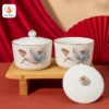 Hũ đựng mứt Tết gốm sứ hoa sen viền vàng